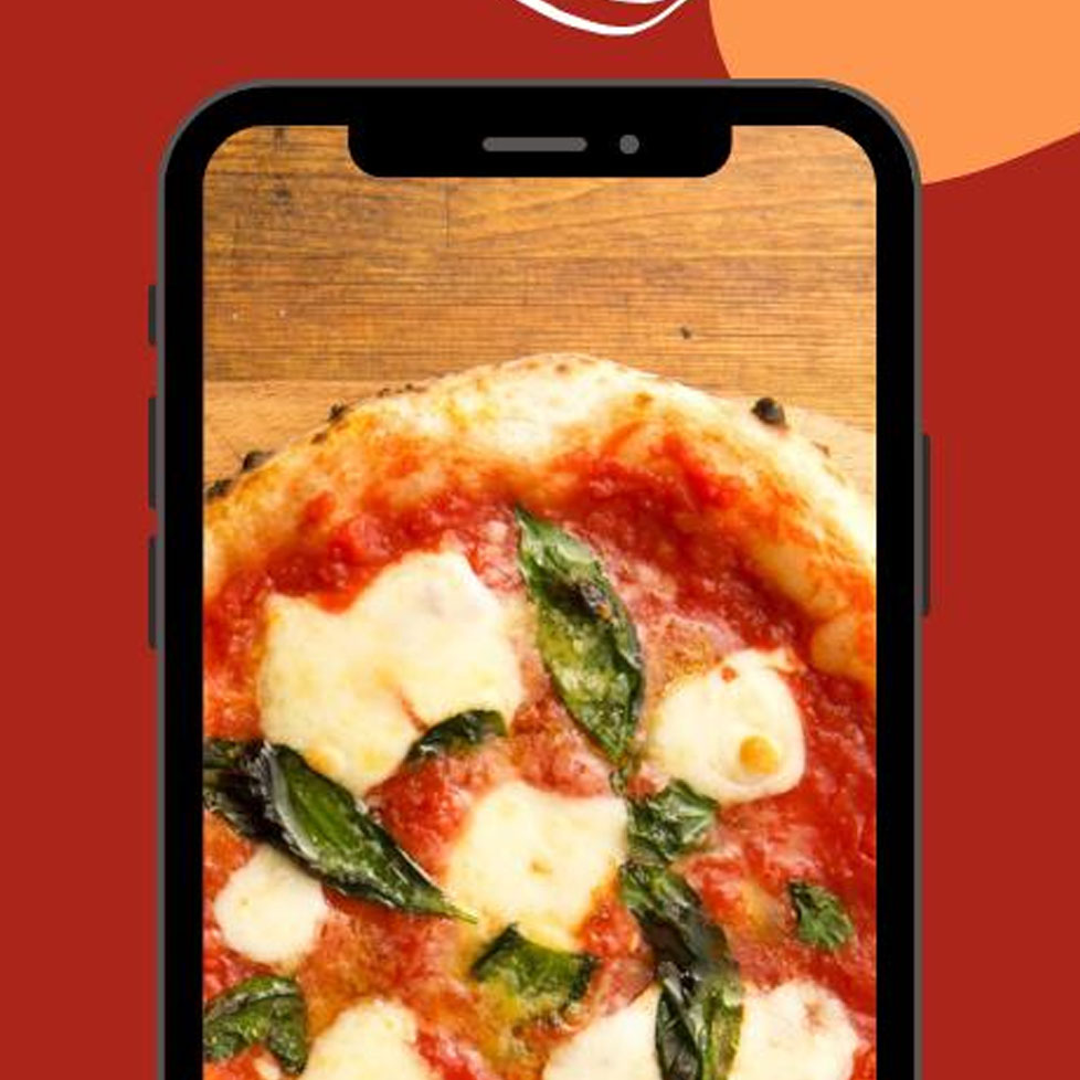 Mobile phone with image of a pizza